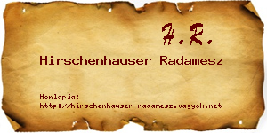 Hirschenhauser Radamesz névjegykártya